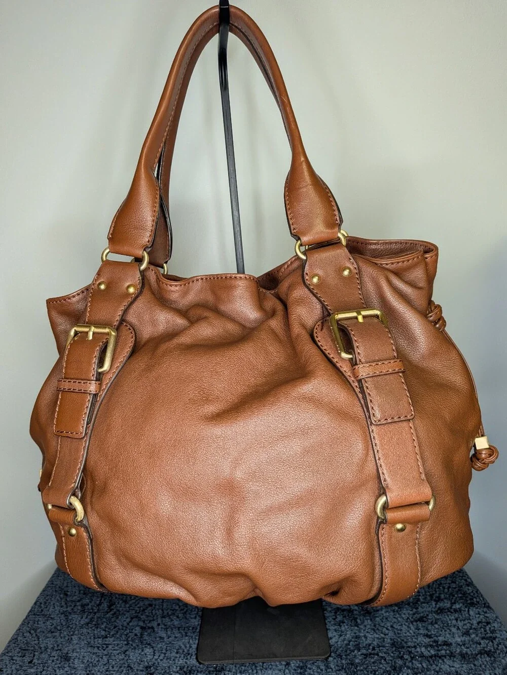 NWT Michael Kors Lattington Large Leather Drawstring Tote Bag Mocha MSRP $428